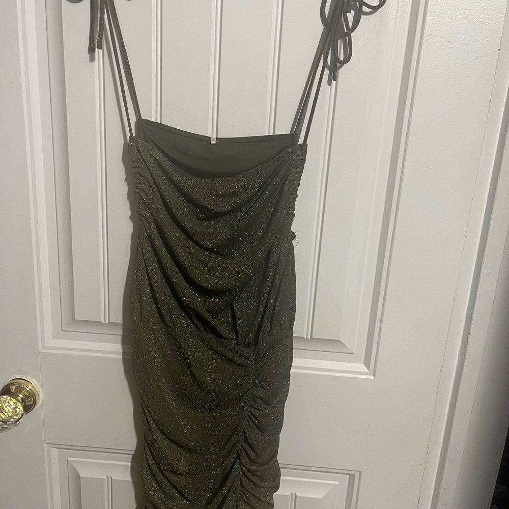 Elegant Olive Green Ruched‎ Free People Dress